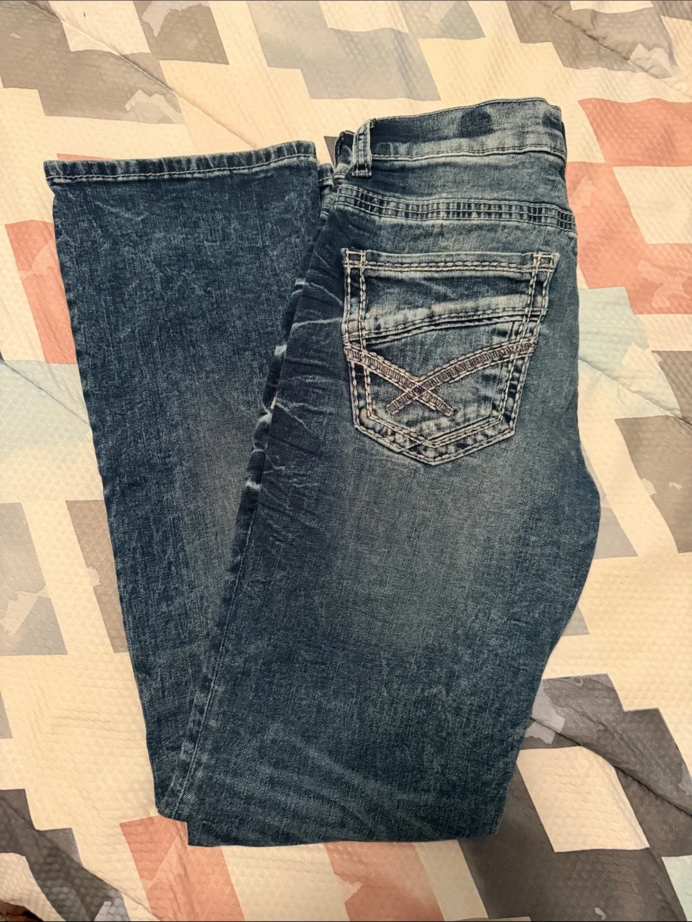 Men's Dark Blue Washed Jeans - bootleg Fit